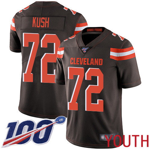 Cleveland Browns Eric Kush Youth Brown Limited Jersey #72 NFL Football Home 100th Season Vapor Untouchable->youth nfl jersey->Youth Jersey